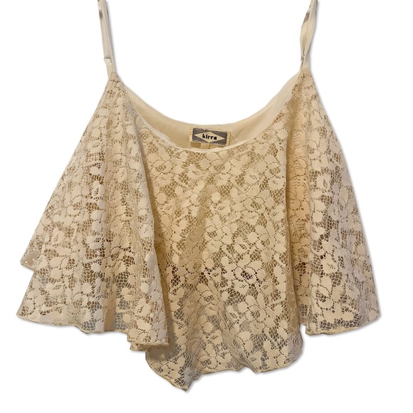 Kirra Cream Lace Crop Top | Flowy Lace Tank Top - Picture 1 of 4